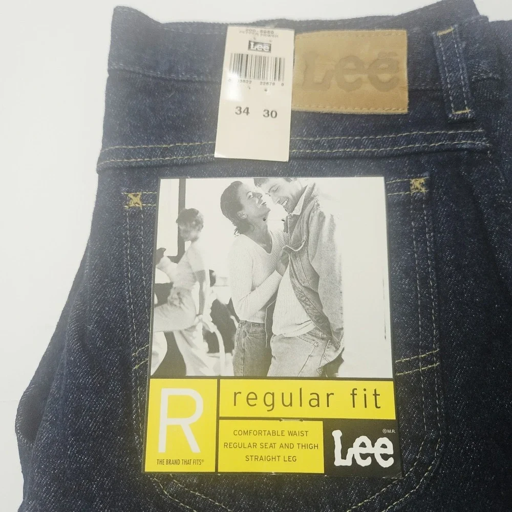 Vintage Lee Blue Jeans Regular Fit Deadstock NWT Size 34x30 Straight Leg